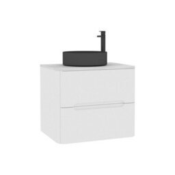 Royal Bathrooms Venice 600mm Gloss White Wall Mounted Bathroom Countertop Vanity Unit 2 Drawer With Art Round Basin - thumbnail 7