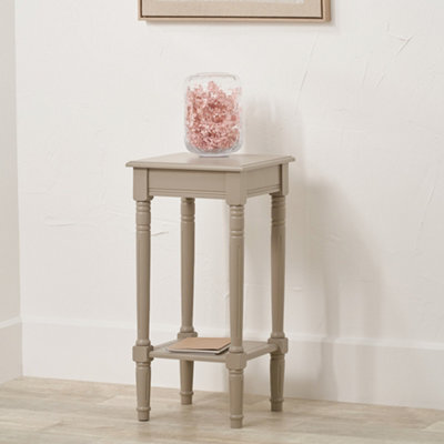 Pacific Lifestyle Traditional Square Taupe Side Accent Table With Bottom Shelf - image 1
