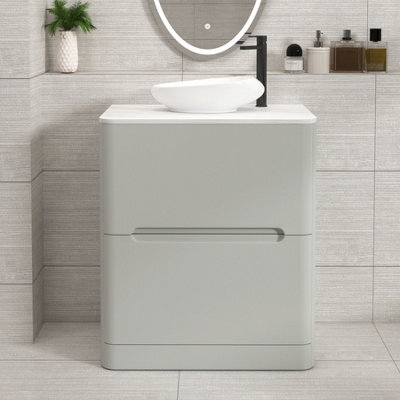 Royal Bathrooms Venice 700mm Dove Grey Freestanding Bathroom Countertop Vanity Unit 2 Drawer With Nova Basin - image 1