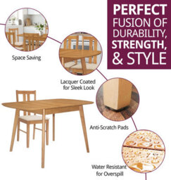 Hallowood Furniture Aston Butterfly Extending Table With 4 Chairs (Light Oak Colour) - thumbnail 2