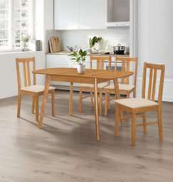 Hallowood Furniture Aston Butterfly Extending Table With 4 Chairs (Light Oak Colour)