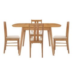 Hallowood Furniture Aston Butterfly Extending Table With 4 Chairs (Light Oak Colour) - thumbnail 8