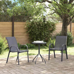 Berkfield Garden Bistro Set 3 Pcs Grey Steel - thumbnail 4