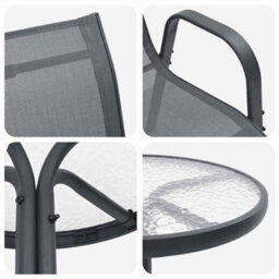 Berkfield Garden Bistro Set 3 Pcs Grey Steel - thumbnail 9