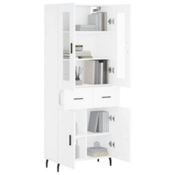 Berkfield Highboard White 69.5X34X180 Cm Engineered Wood - thumbnail 3