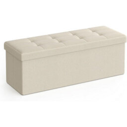 Songmics Compact Storage Chest, Padded Ottoman Bench With Lid, Perfect For Hallway, Living Room, Bedroom, Cream White - thumbnail 8