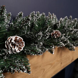 Samuel Alexander Premier Christmas Rocky Mountain Garland 2.7M  Snow Flocked With Cones - thumbnail 6