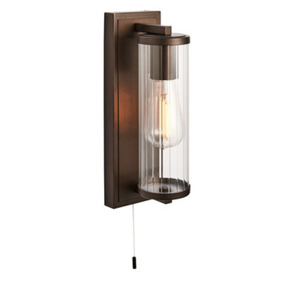 Luminosa Lighting Luminosa Como Bathroom Wall Lamp Dark Bronze Paint & Clear Ribbed Glass Ip44 - image 1
