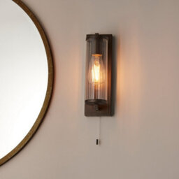 Luminosa Lighting Luminosa Como Bathroom Wall Lamp Dark Bronze Paint & Clear Ribbed Glass Ip44 - thumbnail 5