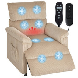 Homcom Massage Recliner With Quiet Motor, Power Reclining Chair, Brown - thumbnail 2