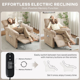 Homcom Massage Recliner With Quiet Motor, Power Reclining Chair, Brown - thumbnail 5