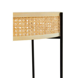Orsina Natural Sleek Side Table With Cross Legs, Hand Woven Square Webbed Table, Rattan Top Wooden Lounge Table - thumbnail 3