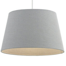 "14"" Inch Round Tapered Drum Lamp Shade Grey Linen Fabric Cover Simple Elegant" - thumbnail 1
