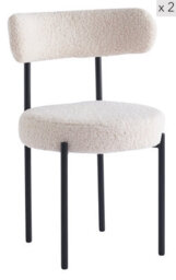 Nordlys Set Of 2 Metal And White Bouclé Dining Chairs Modern Design Style Dining Room - thumbnail 2