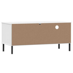 Berkfield Durable Tv Cabinet With Metal Legs White Solid Wood Pine Oslo - thumbnail 7