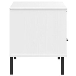 Berkfield Durable Tv Cabinet With Metal Legs White Solid Wood Pine Oslo - thumbnail 6