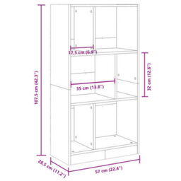 Berkfield Bookcase Grey Sonoma 57X28.5X107.5 Cm Engineered Wood - thumbnail 9