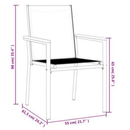Walplus Garden Chairs 4 Pcs Black 55X61.5X90 Cm Textilene And Steel - thumbnail 8
