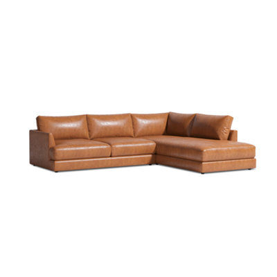 Valencia Serena Leather L Shape With Right Chaise Sectional Sofa Cognac Nappa 11000 Top Grain Leather Kiln Dried Wood - image 1