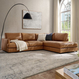Valencia Serena Leather L Shape With Right Chaise Sectional Sofa Cognac Nappa 11000 Top Grain Leather Kiln Dried Wood - thumbnail 2