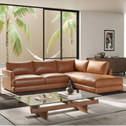 Valencia Serena Leather L Shape With Right Chaise Sectional Sofa Cognac Nappa 11000 Top Grain Leather Kiln Dried Wood - thumbnail 4