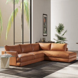 Valencia Serena Leather L Shape With Right Chaise Sectional Sofa Cognac Nappa 11000 Top Grain Leather Kiln Dried Wood - thumbnail 6