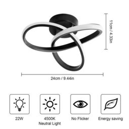 Pheashine Modern Led Ceiling Light , 4500K Neutral Light, Modern Flush Mount Ceiling Light For Hallway, Kitchen, Bedroom - thumbnail 3