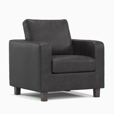 Furnishings For Less UK York Black Faux Leather Boxed Arm Single Seater Armchair - image 1