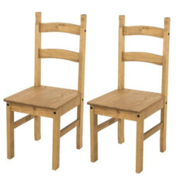 Set Of 2 Solid Pine Dining Chairs Home Indoor Chairs - thumbnail 4