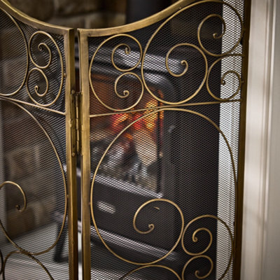 Mirrored Silver Mosaic Fire Screen Spark Protector Fireguard