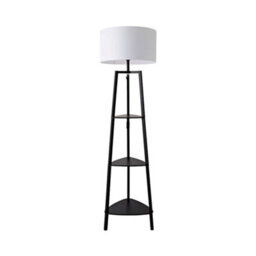 Valuelights Hiru Black 3 Tier Shelf Floor Lamp With White Drum Shade - thumbnail 7