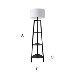 Valuelights Hiru Black 3 Tier Shelf Floor Lamp With White Drum Shade - thumbnail 9