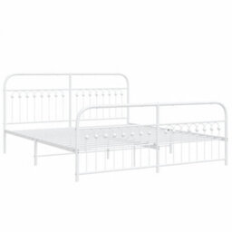 Berkfield Metal Bed Frame Without Mattress With Footboard White 183X203Cm - thumbnail 3