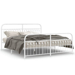 Berkfield Metal Bed Frame Without Mattress With Footboard White 183X203Cm - thumbnail 2