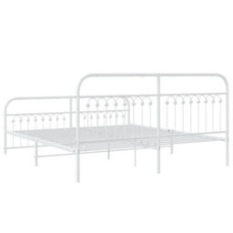Berkfield Metal Bed Frame Without Mattress With Footboard White 183X203Cm - thumbnail 6