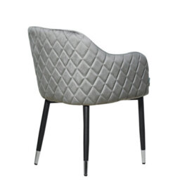 Life Interiors Single Grey Verona Velvet Dining Chair With Quilted Back & Black Legs - Modern Accent Chair With Silver Foot Tips - thumbnail 4