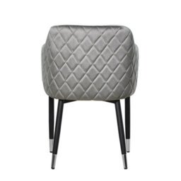 Life Interiors Single Grey Verona Velvet Dining Chair With Quilted Back & Black Legs - Modern Accent Chair With Silver Foot Tips - thumbnail 5