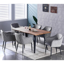 Life Interiors Single Grey Verona Velvet Dining Chair With Quilted Back & Black Legs - Modern Accent Chair With Silver Foot Tips - thumbnail 8