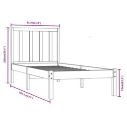Berkfield Bed Frame Solid Wood Pine 75X190 Cm 2Ft6 Small Single - thumbnail 6
