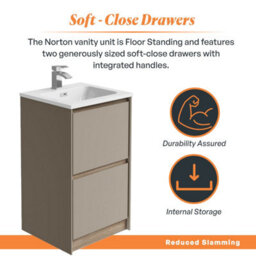 Plum&clay Norton Light Grey & Oak Freestanding Vanity Unit & Basin Set (W)500mm (H)855mm - thumbnail 3
