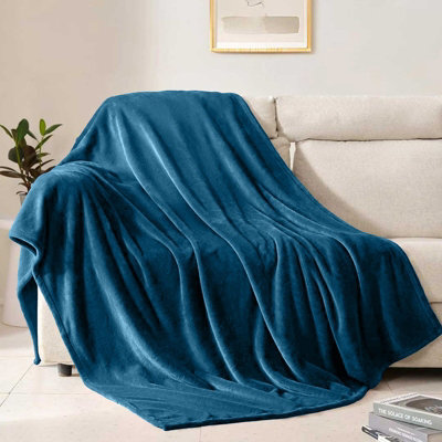 Aspire Homeware Teal Fleece Throw Blanket, Super King (L)270Cm X (W)230Cm - image 1