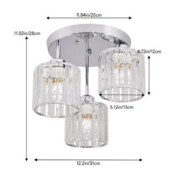 Thehotsale 3-Light Crystal Ceiling Light Luxury Crystal Chandelier For Dining Room & Living Room - thumbnail 9