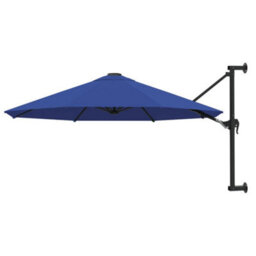 Berkfield Elegant Wall-Mounted Parasol With Metal Pole 300 Cm Blue - thumbnail 2