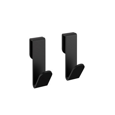 Cosmic Towel Hook, Robe Hook, Coat Hook, 2 Pieces, Matt Black 5.5 Cm, No-Drill Over-Screen Mounting, Architect S+ Collection - image 1