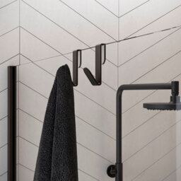 Cosmic Towel Hook, Robe Hook, Coat Hook, 2 Pieces, Matt Black 5.5 Cm, No-Drill Over-Screen Mounting, Architect S+ Collection - thumbnail 3