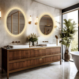 Luvodi 600X800mm Smart Oval Led Bathroom Mirror Backlit Edge Anti-Fog Waterproof Makeup Mirror - thumbnail 7