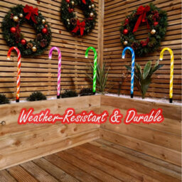 Shatchi 45 Led Outdoor Multicolour Candy Cane Lights Set Of 5 - Battery Operated, 8 Modes, 55Cm - thumbnail 8