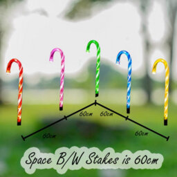 Shatchi 45 Led Outdoor Multicolour Candy Cane Lights Set Of 5 - Battery Operated, 8 Modes, 55Cm - thumbnail 2
