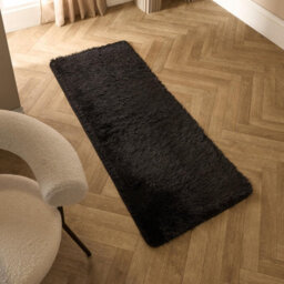 Ohs Soft Fluffy Runner Rug Anti-Slip Floor Mat, Black - 60 X 150Cm - thumbnail 2