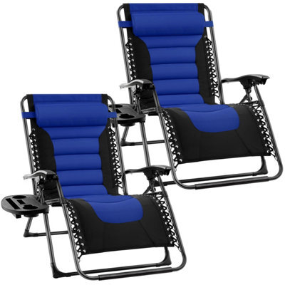Groundlevel Set Of 2 Extra Wide Luxury Gravity Garden Sun Lounger / Relaxer Chair - image 1